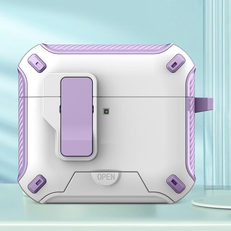Custodia protettiva per AirPods 4 con auricolari wireless Bluetooth e supporto MagSafe (Bianco Viola) - Immagine 1