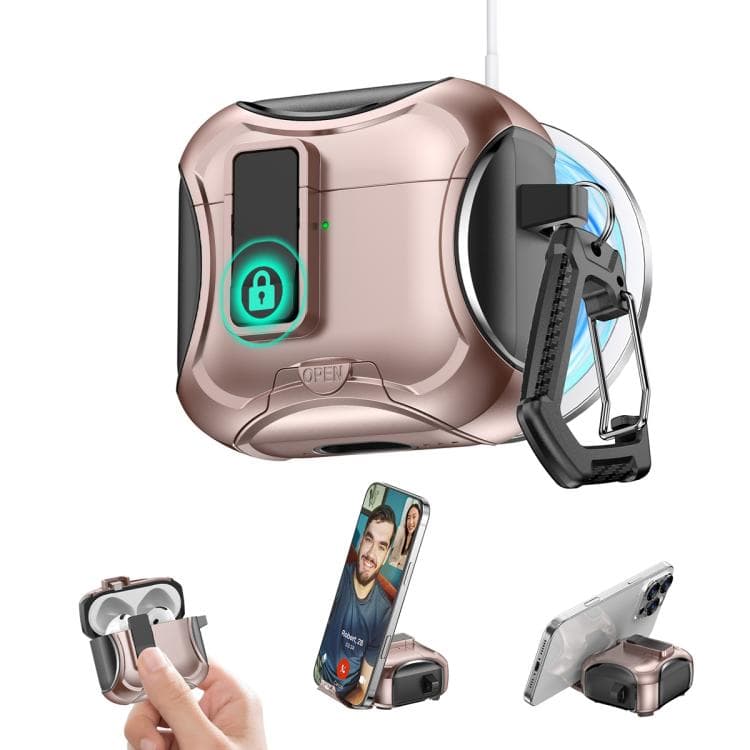 Custodia protettiva ibrida in PC+TPU per auricolari wireless Bluetooth AirPods 4 (Oro Dessert) - Immagine 1