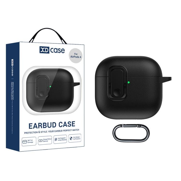 Custodia per AirPods 4 XDcase in similpelle con serratura di sicurezza TPU (Nero) - Immagine 1