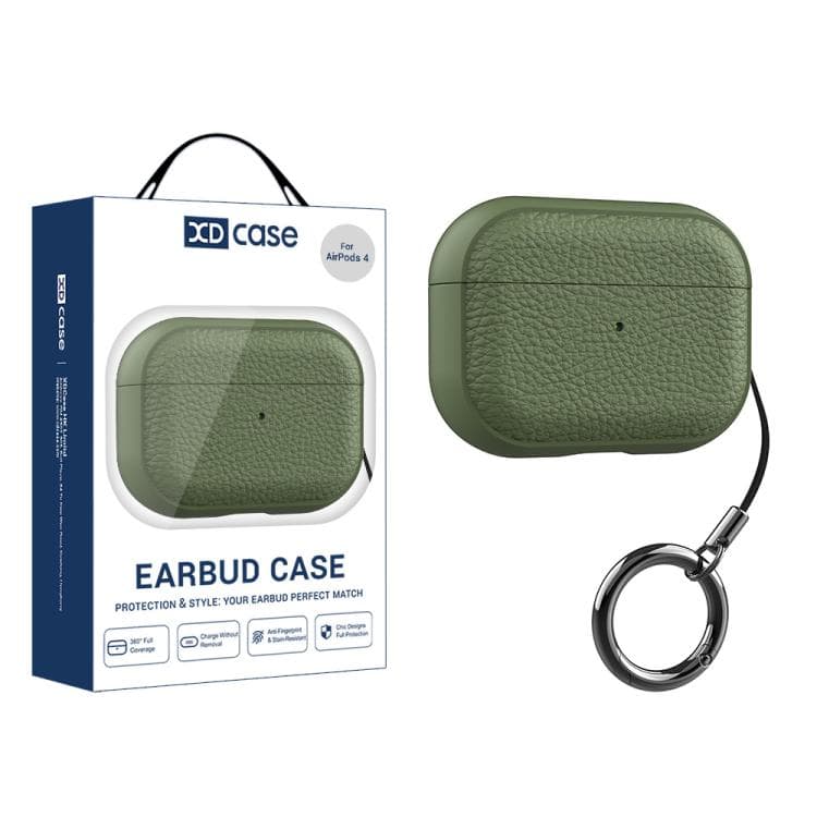 Custodia per AirPods 4 XDcase con texture litchi in TPU con fibbia (Verde militare) - Immagine 1