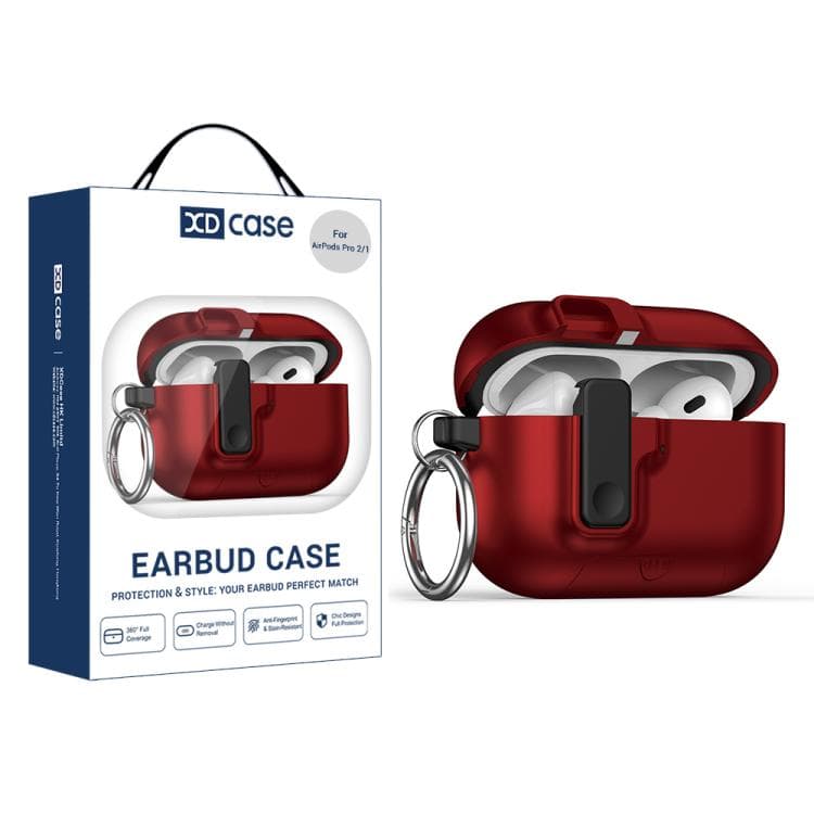 Custodia per AirPods Pro 2 / 1 XDcase Armor Full-body con Gancio e Serratura di Sicurezza e Supporto (Rosso) - Immagine 1