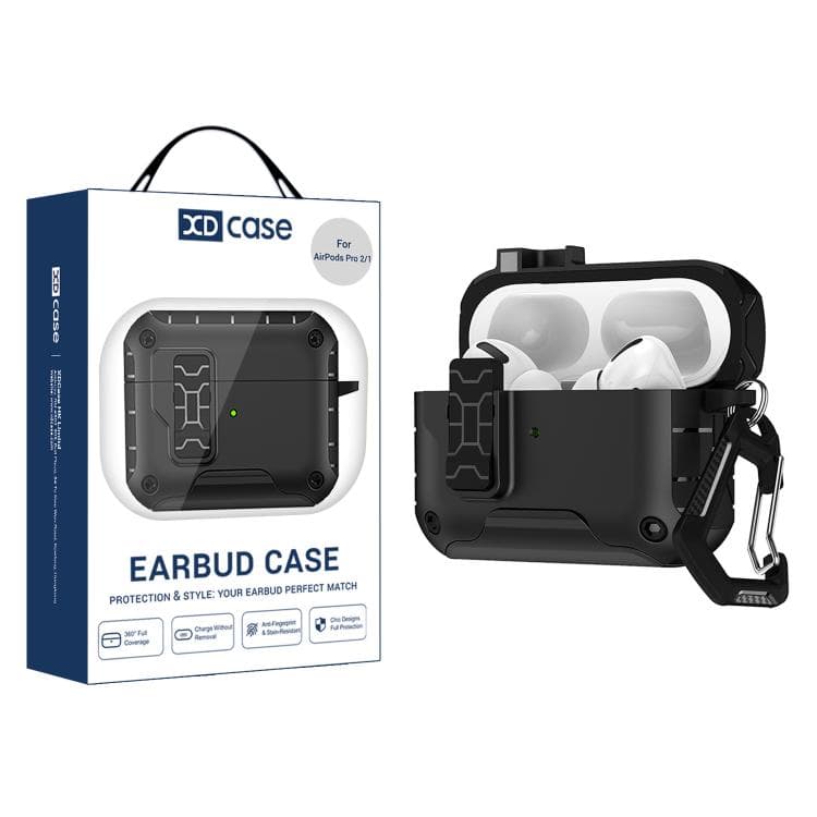 Custodia magnetica con apertura automatica per AirPods Pro 2/1 XDcase con supporto (Nero) - Immagine 1