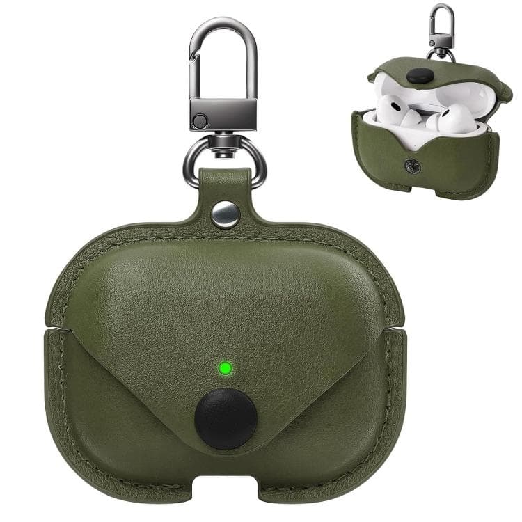 Custodia protettiva in pelle per auricolari AirPods Pro 2 / 1 XDcase Business con gancio (Verde) - Immagine 1