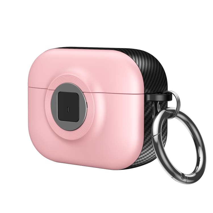 Custodia in PC + TPU antiurto in fibra di carbonio per AirPods Pro 2 Serie Fotocamera (Rosa) - Immagine 1
