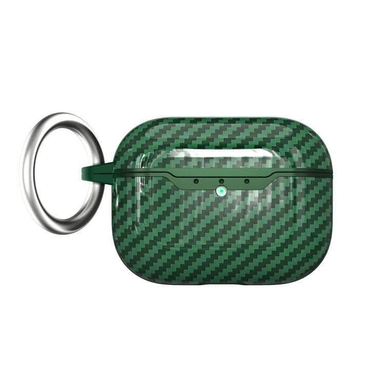 Custodia protettiva in TPU con fibra di carbonio per AirPods Pro 2 (Verde) - Immagine 1