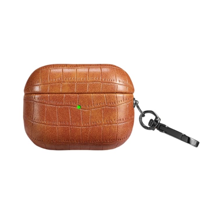 Custodia protettiva per auricolari con texture coccodrillo per AirPods Pro 2 (Marrone chiaro) - Immagine 1