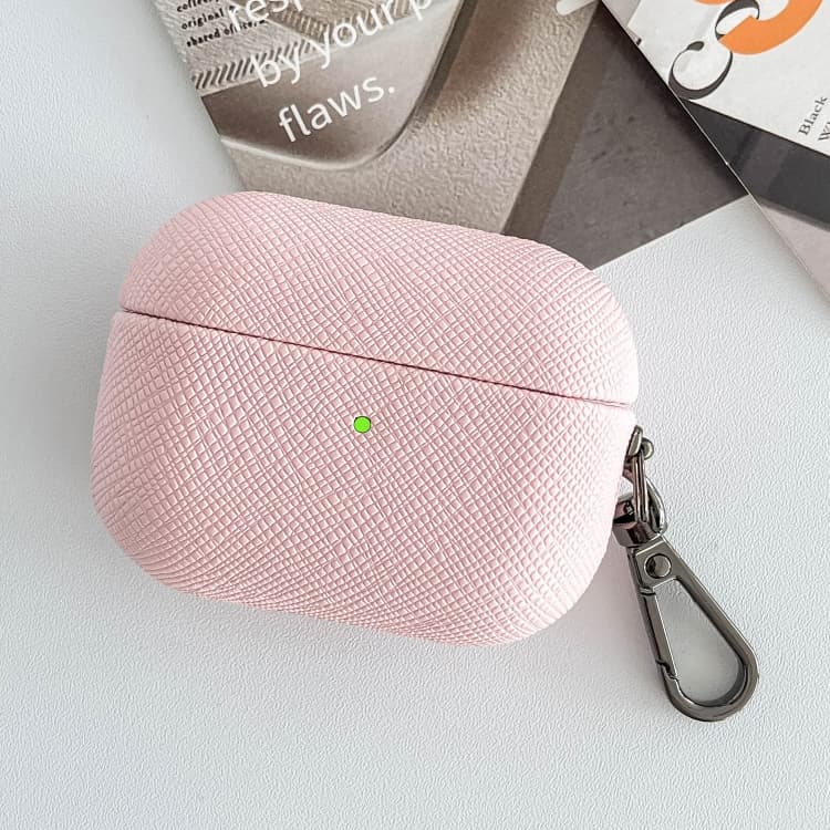 Custodia protettiva in pelle PU con texture incrociata per AirPods Pro 2 (Rosa) - Immagine 1