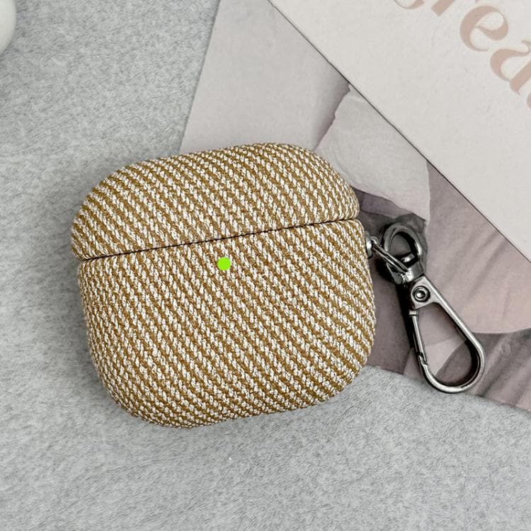Custodia protettiva in pelle diagonale a strisce per auricolari Bluetooth AirPods Pro 2 (albicocca) - Immagine 1