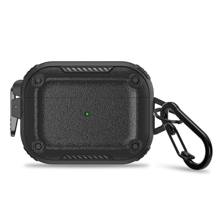 Custodia protettiva opaca per auricolari AirPods Pro 2 con moschettone (Nero) - Immagine 1