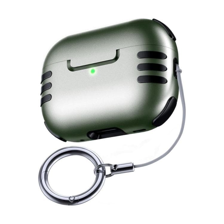 Per AirPods Pro 2 Custodia Protettiva Antishock Airbag a Copertura Totale con Anello per Laccetto (Verde Militare) - Immagine 1