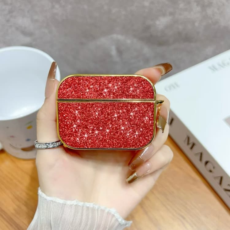 Custodia protettiva glitterata per auricolari wireless AirPods Pro 2 (Rosso) - Immagine 1