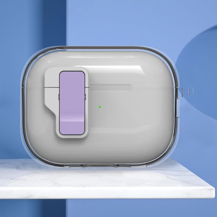Custodia per auricolari wireless AirPods Pro 2 con cristalli di ghiaccio e chiusura magnetica (viola trasparente) - Immagine 1