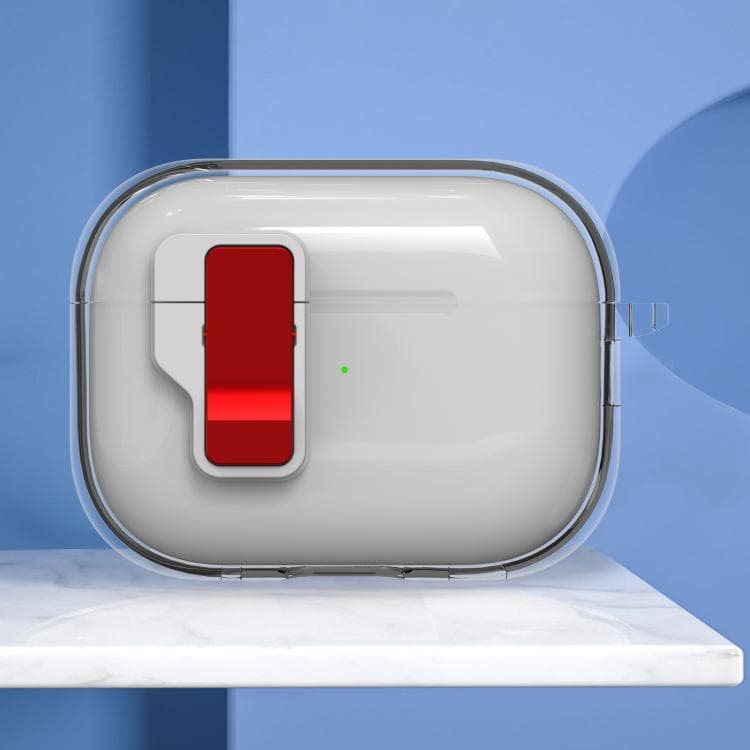 Custodia per auricolari wireless AirPods Pro 2 con cristalli di ghiaccio e chiusura magnetica (Rosso Trasparente) - Immagine 1