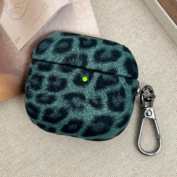 Custodia per auricolari wireless in PC con texture leopardo per AirPods Pro 2 (Verde) - Immagine 1