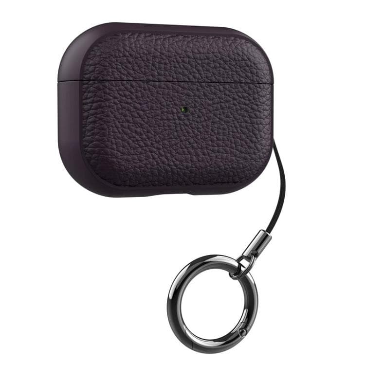 Custodia per auricolari in TPU con texture litchi per AirPods Pro 2 con fibbia (Viola) - Immagine 1
