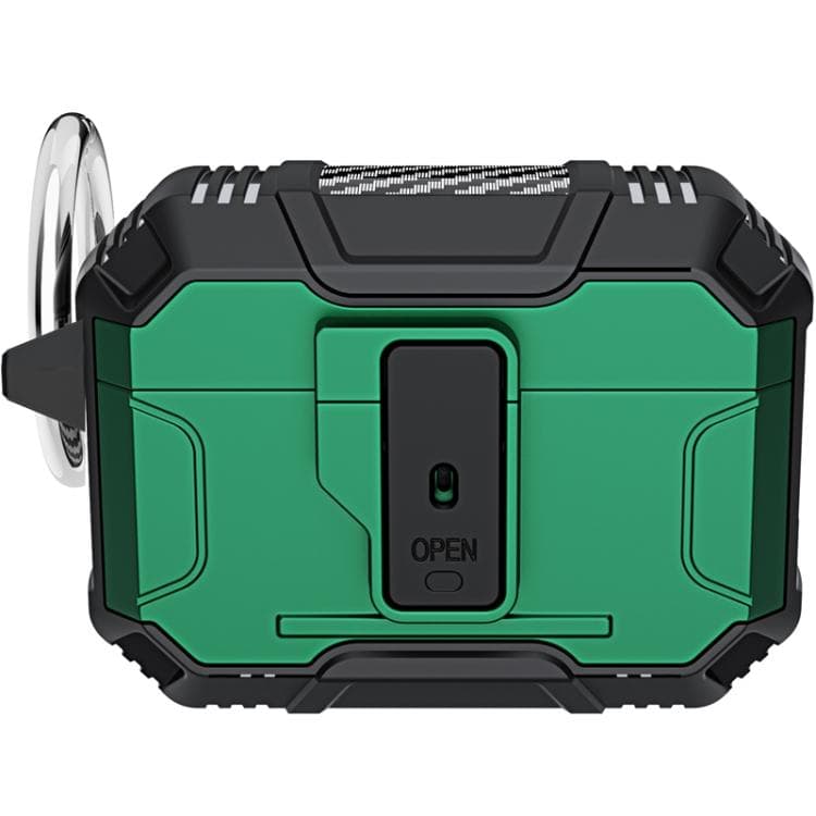 Custodia antiscivolo in TPU+PC per AirPods Pro 2 con gancio (Verde) - Immagine 1