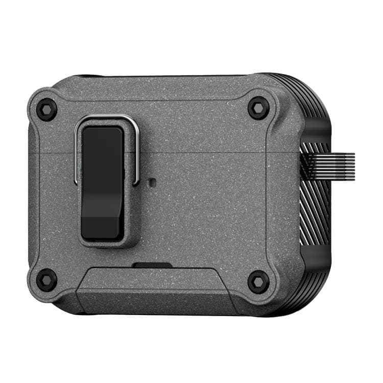 Custodia protettiva con clip di sicurezza magnetica a chiusura automatica per AirPods Pro 2 (Nero Grigio) - Immagine 1