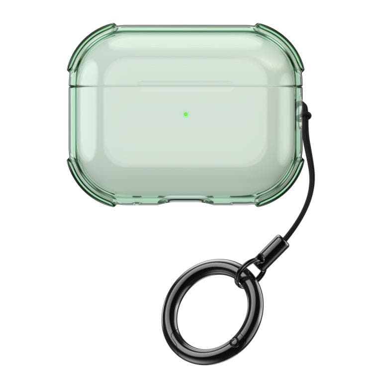 Custodia protettiva trasparente morbida in TPU per AirPods Pro 2 con cordino (Verde Trasparente) - Immagine 1