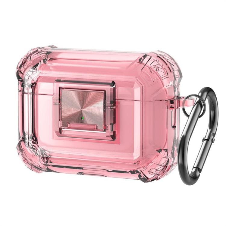 Custodia per AirPods Pro 2 Trasparente Antishock con Moschettone (Rosa Trasparente) - Immagine 1
