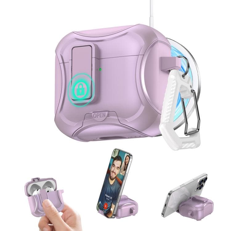 Custodia protettiva ibrida in PC+TPU per auricolari Bluetooth wireless AirPods Pro 2 (Viola) - Immagine 1