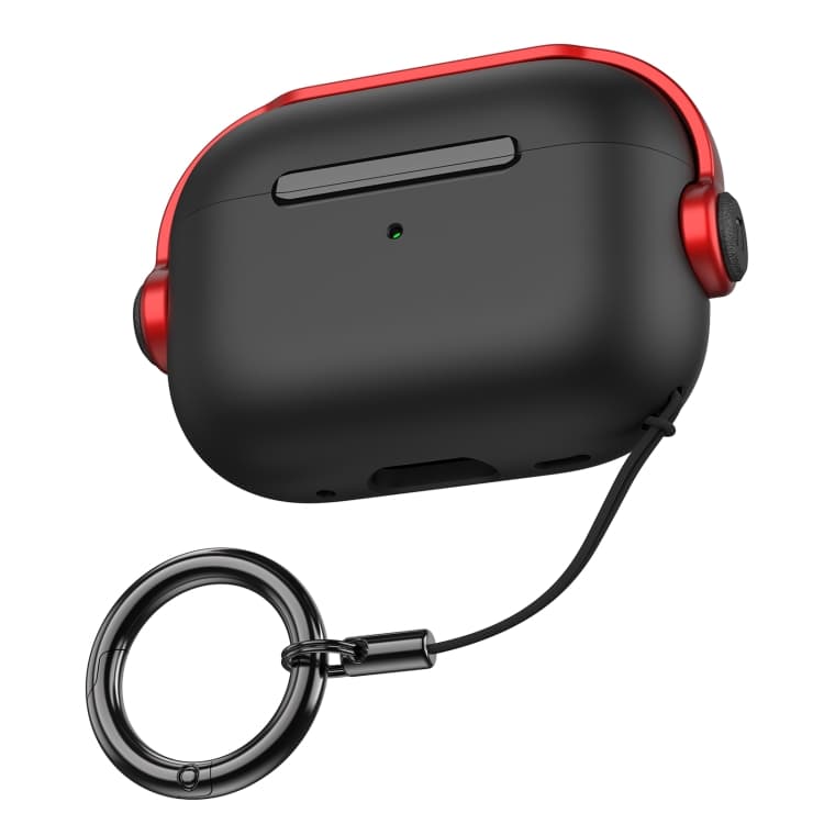 Custodia protettiva in TPU per auricolari wireless AirPods Pro 2 (Nero Rosso) - Immagine 1