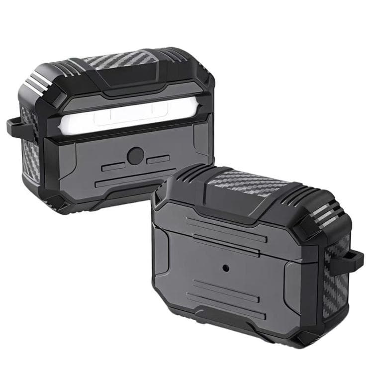 Custodia per AirPods Pro 3 in TPU e PC antiurto con gancio (Nero) - Immagine 1