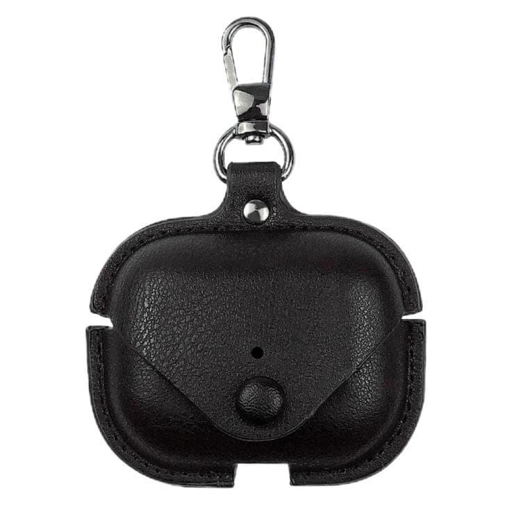 For AirPods Pro 3 Business Leather Earphone Protective Case with Hook(Black)