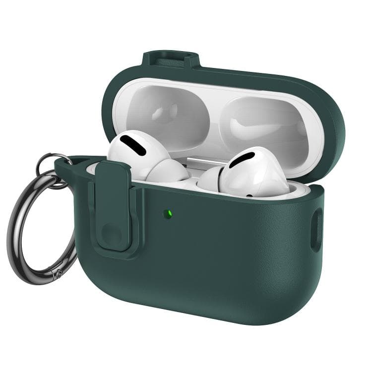 Custodia per auricolari TPU effetto pelle scamosciata per AirPods Pro 3 con anello portachiavi (Verde Montagna) - Immagine 1