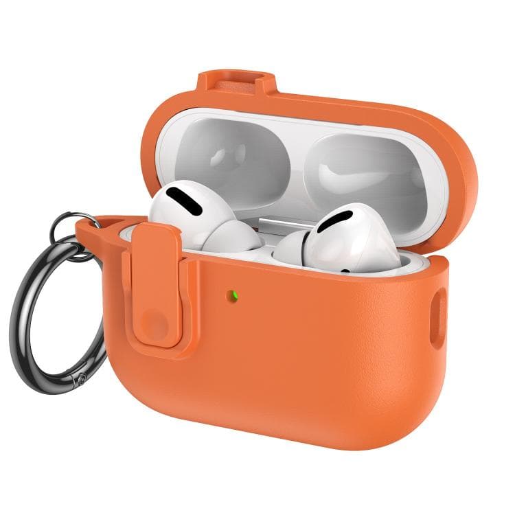 Custodia per auricolari in TPU effetto pelle scamosciata per AirPods Pro 3 con anello portachiavi (Arancio Vitale) - Immagine 1