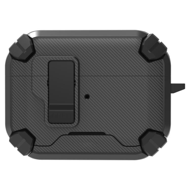 Custodia per AirPods Pro 3 LeReach Mega Series Fiber Armor Edition con Supporto (Nero) - Immagine 1