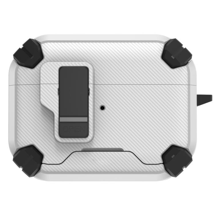 Custodia per auricolari wireless AirPods Pro 3 LeReach Mega Series Fiber Armor Edition con supporto (Bianco) - Immagine 1