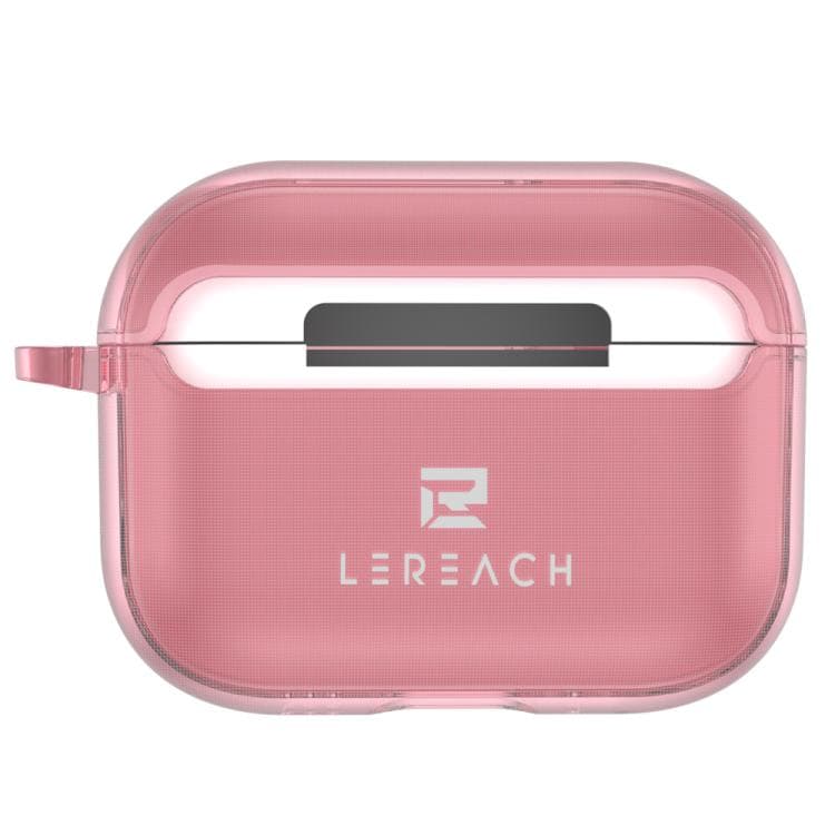 Custodia per auricolari wireless AirPods Pro 3 LeReach Mega Series Edizione Trasparente con gancio (Rosa Trasparente) - Immagine 1