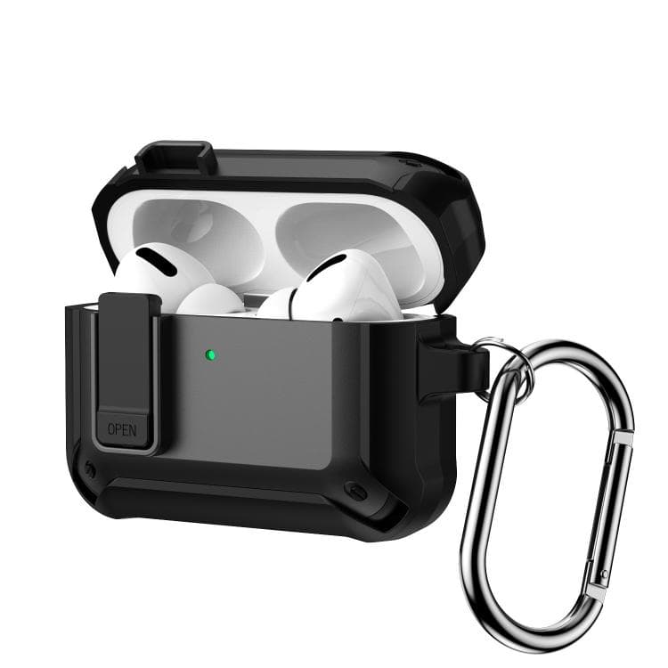 Custodia ibrida in TPU e PC per AirPods Pro 3 con blocco (Nero) - Immagine 1