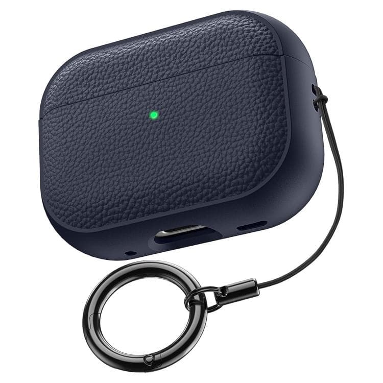 Custodia per auricolari TPU con texture litchi e moschettone per AirPods Pro 3 (Blu) - Immagine 1