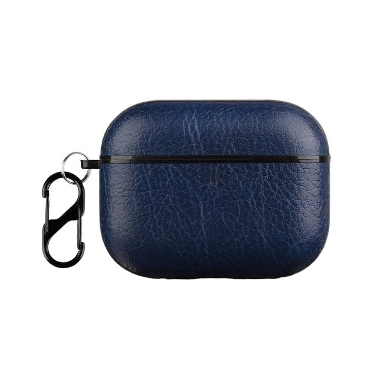 For AirPods Pro 3 One-Piece Style Leather Earphone Protective Case with Hook(Blue)
