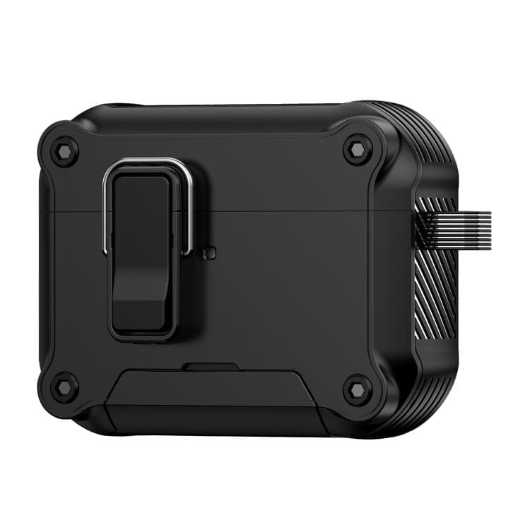 Custodia protettiva magnetica con chiusura di sicurezza per AirPods Pro 3, custodia per auricolari con supporto (Nero) - Immagine 1