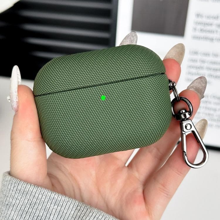 Custodia per AirPods Pro 3 in PU e PC antiurto con moschettone (Verde) - Immagine 1
