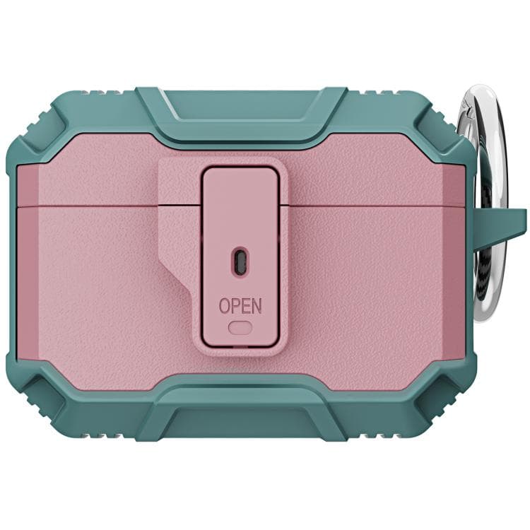 Custodia per auricolari AirPods Pro 3 in TPU + PC antiurto con gancio (Rosa + Verde) - Immagine 1