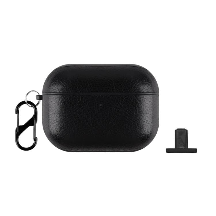Custodia per auricolari in pelle PU a due pezzi con gancio e ditale per AirPods Pro 3 (Nero) - Immagine 1