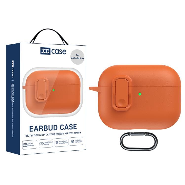 Custodia per AirPods Pro 3 XDcase in similpelle con serratura di sicurezza in TPU (Arancione) - Immagine 1