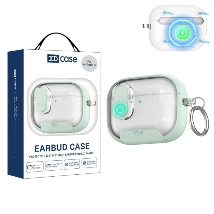 Custodia per auricolari magnetici serie AirPods Pro 3 XDcase Starlink con supporto e lucchetto di sicurezza (verde menta) - Immagine 1
