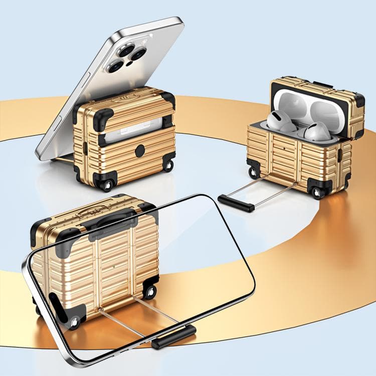 Per AirPods Pro 3 Custodia XDcase Design Valigia PC Ibrido TPU Custodia per Auricolari con Supporto (Oro) - Immagine 1