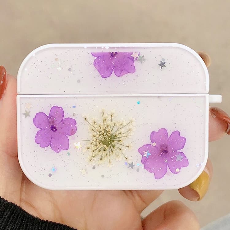 Custodia protettiva wireless per AirPods Pro con motivo floreale femminile (Viola) - Immagine 1