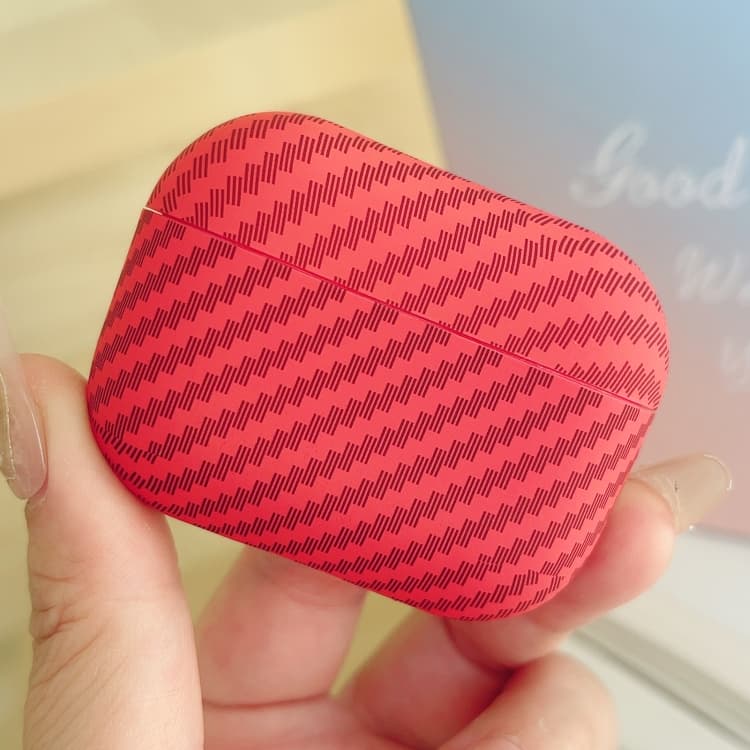 Custodia protettiva in TPU smerigliato in fibra di carbonio per AirPods Pro (Rosso) - Immagine 1