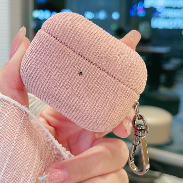 Custodia protettiva per auricolari con motivo in velluto a coste per AirPods Pro (Rosa) - Immagine 1