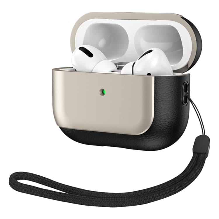 Custodia protettiva in pelle texture elettroplaccata per auricolari wireless AirPods Pro (Grigio Titanio) - Immagine 1