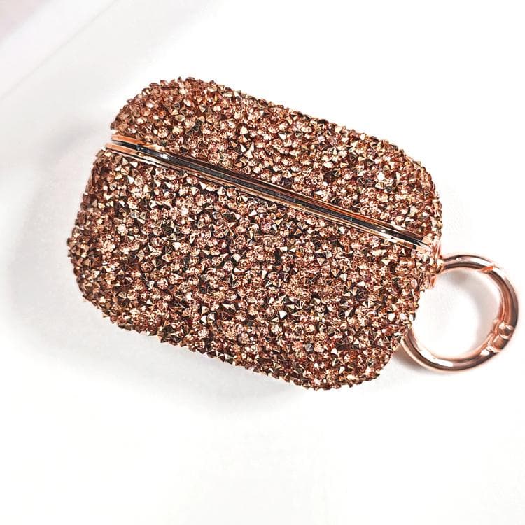Custodia protettiva per auricolari wireless AirPods Pro con glitter diamantati elettroplaccati (Rosa Oro) - Immagine 1