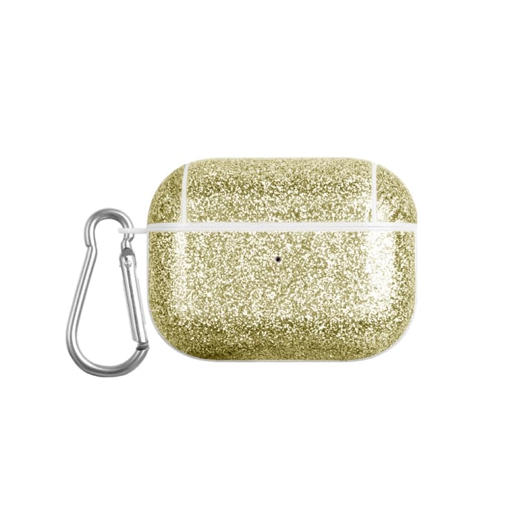 Custodia per AirPods Pro con texture glitterata in PC per auricolari TWS (Oro) - Immagine 1