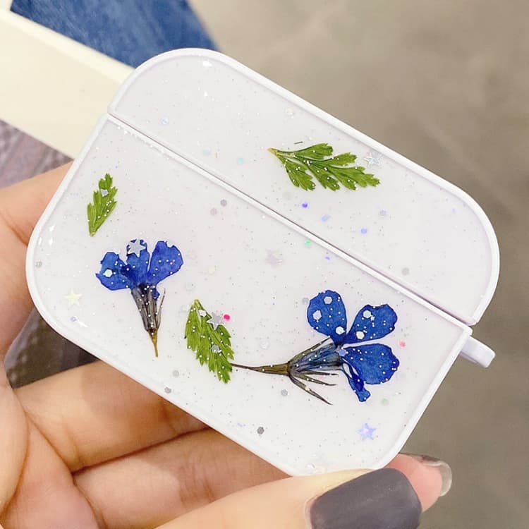 Custodia protettiva per auricolari wireless con motivo Gypsophila per AirPods Pro (Blu scuro) - Immagine 1