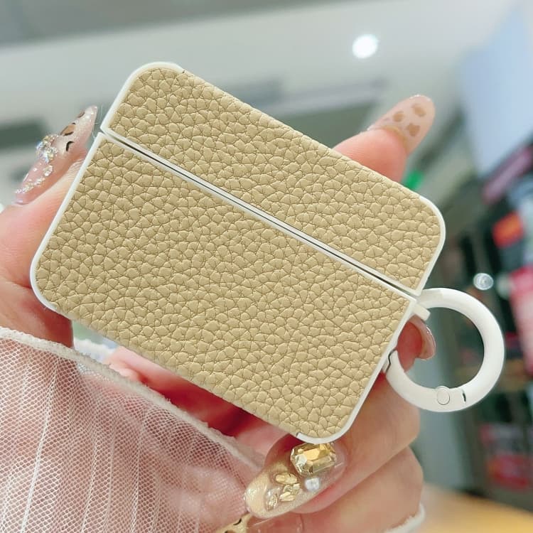 Custodia in pelle con texture litchi per auricolari AirPods Pro (Albicocca) - Immagine 1